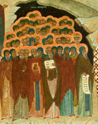 Собор преподобних отцiв Києво-Печерських, у Дальнiх печерах (преподобного Феодосiя) спочивають