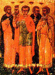 Мученика Агапія та з ним семи мучеників: Публія, Тимолая, Ромила, двох Олександрів та двох Діонисіїв (303)